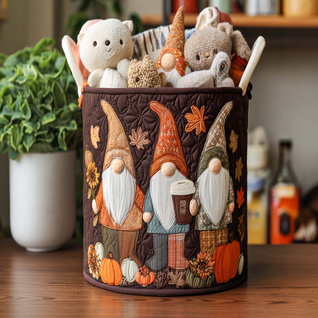 Sweater Gnome Weather Quilted Laundry Basket New Year Merch Gift