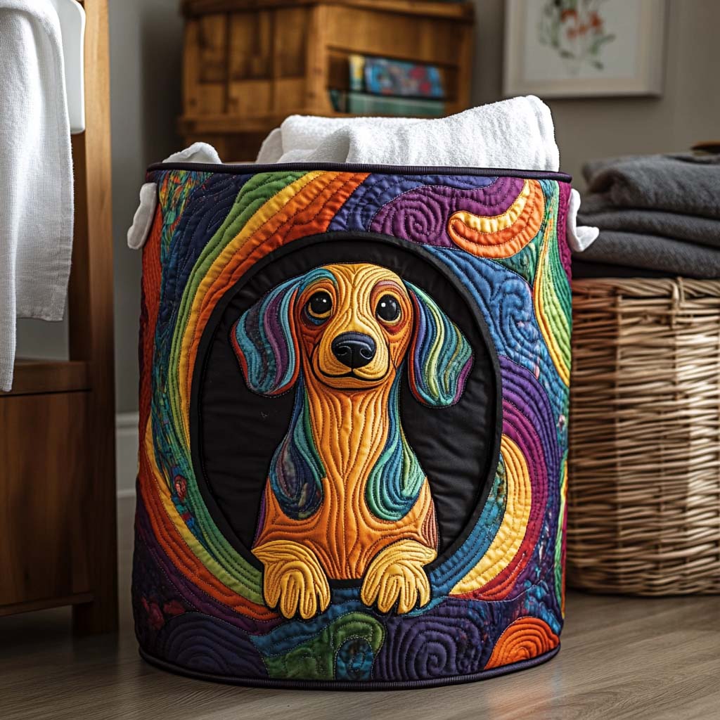 Swirl Pup Glow Quilted Laundry Basket Ideal Gift For Mom