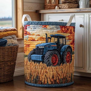 Tractor Farm Quilted Laundry Basket Summer Merch Vibes