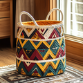 Tribal Zigzag Quilted Laundry Basket Merch For Her