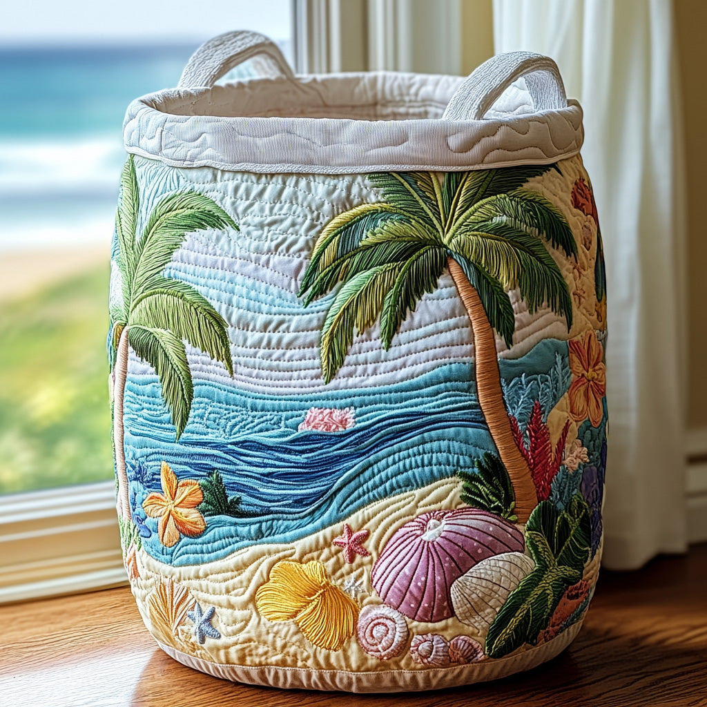 Tropic Haven Quilted Laundry Basket Merch For Home And Living