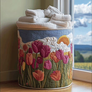 Tulip Garden Quilted Laundry Basket Everyday Merch Choice