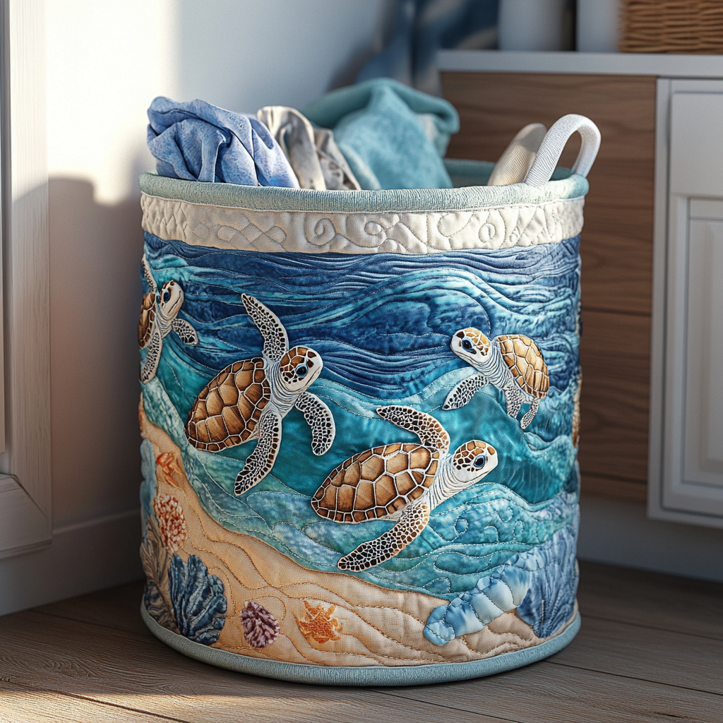 Turtle Haven Quilted Laundry Basket Great Idea For New Home