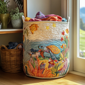 Turtle Path Quilted Laundry Basket Merch For Home And Living