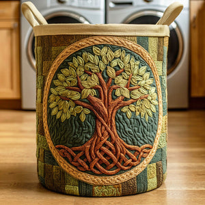 Verdant Life Tree Quilted Laundry Basket Holiday Merch Gift