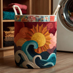 Wavy Sun Quilted Laundry Basket Merch For Couples