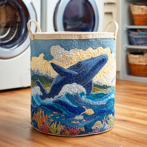 Whale Horizon Quilted Laundry Basket Mother’s Day Merch Gift