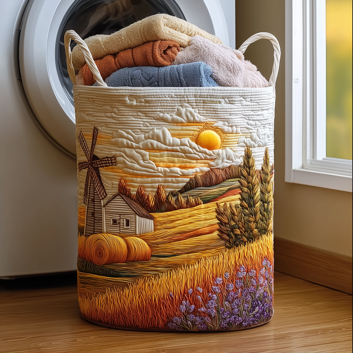 Wheat Dream Quilted Laundry Basket Summer Merch Vibes