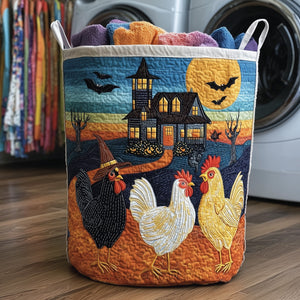 Whimsical Autumn Chicken Quilted Laundry Basket Father’s Day Merch Gift