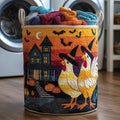 Whimsical Autumn Chicken Quilted Laundry Basket Merch For Friends