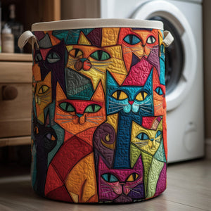 Whimsical Cat Quilted Laundry Basket Perfect Gift For Your House