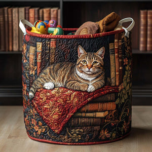 Whiskered Wonders Quilted Laundry Basket Spring Merch Pick