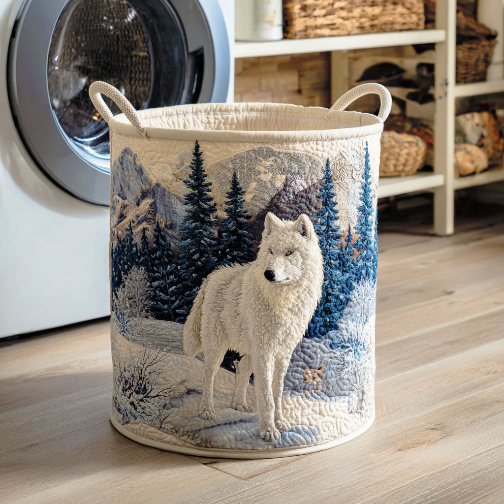Winter Wolf Gaze Quilted Laundry Basket Merch For Mom