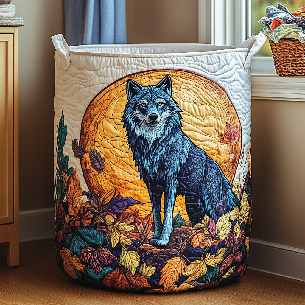 Wolf Path Quilted Laundry Basket Christmas Merch Gift