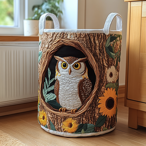 Woodland Owl Quilted Laundry Basket Perfect Gift For College Dorm