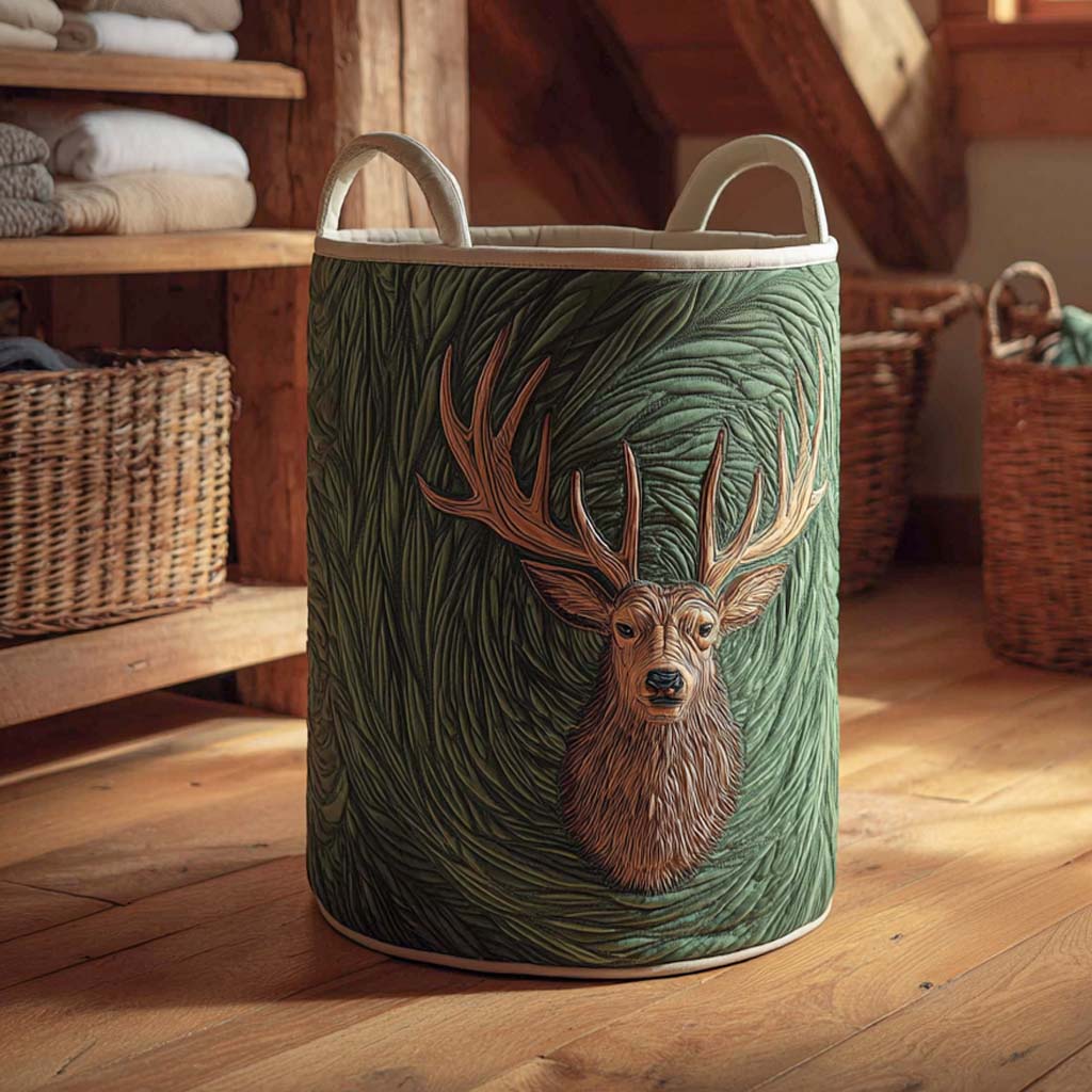 Woodland Retreat Quilted Laundry Basket Merch For Cozy Nights