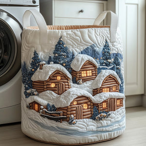 Xmas Village Quilted Laundry Basket Ideal Gift For Mom