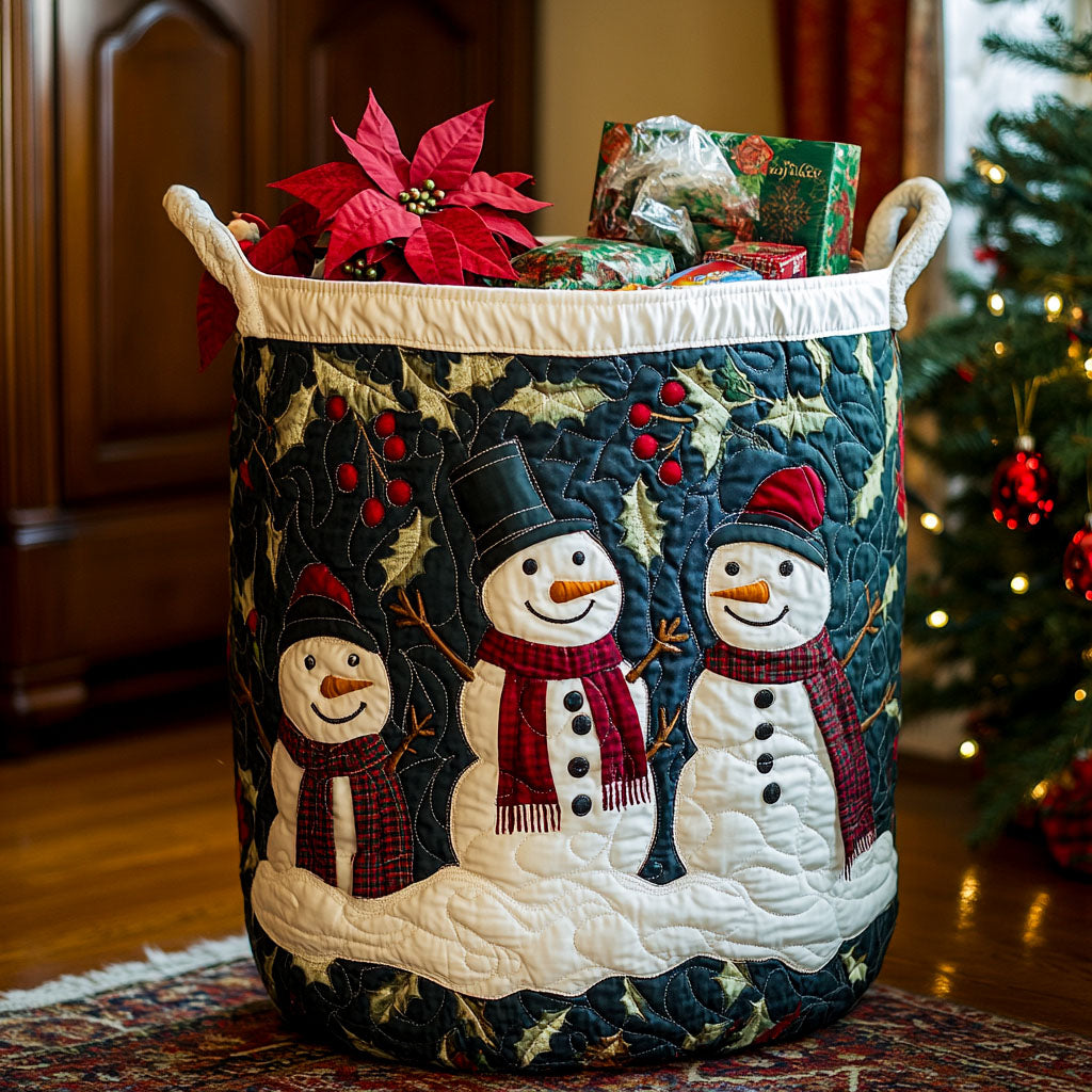 Yuletide Chill Quilted Laundry Basket Christmas Merch Gift