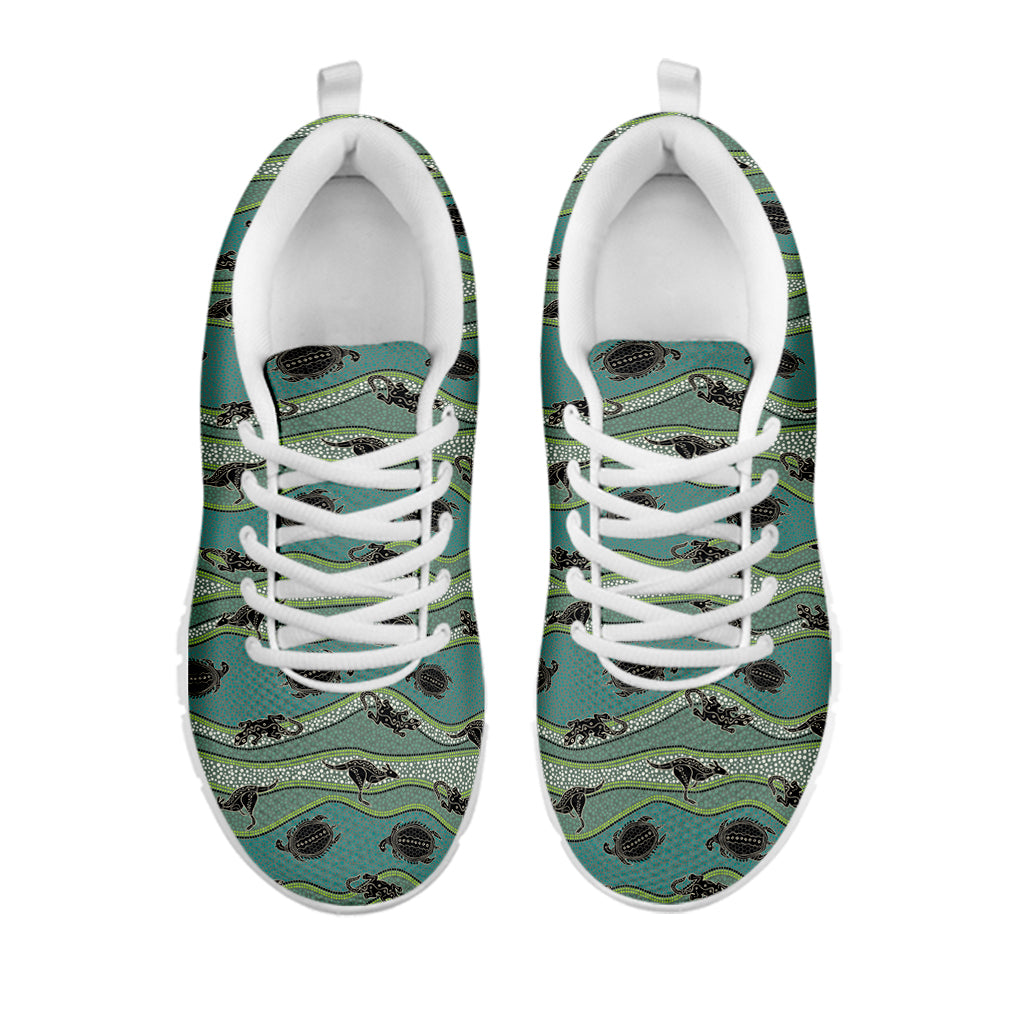 Aboriginal Animals Pattern Print White Running Shoes