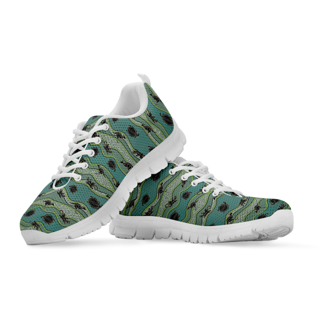 Aboriginal Animals Pattern Print White Running Shoes
