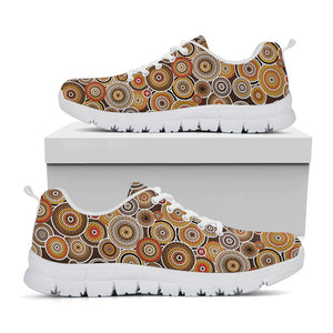 Aboriginal Art Dot Pattern Print White Running Shoes