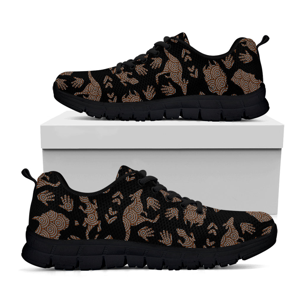 Aboriginal Australian Pattern Print Black Running Shoes