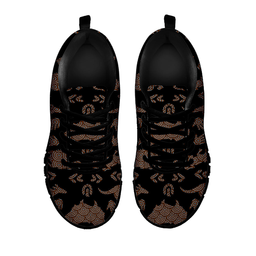 Aboriginal Australian Pattern Print Black Running Shoes