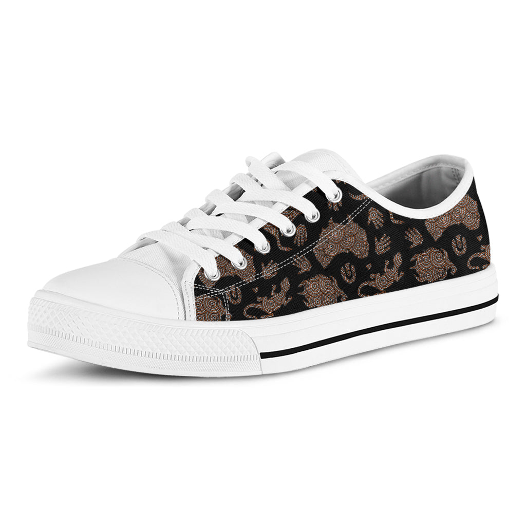 Aboriginal Australian Pattern Print White Low Top Sneakers