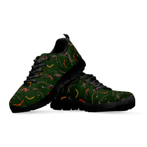 Aboriginal Boomerang And Kangaroo Print Black Running Shoes