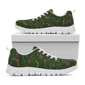 Aboriginal Boomerang And Kangaroo Print White Running Shoes