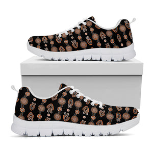 Aboriginal Boomerang Pattern Print White Running Shoes