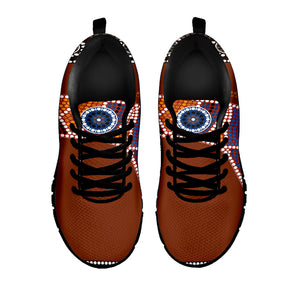 Aboriginal Dot Boomerang Print Black Running Shoes