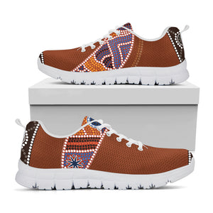 Aboriginal Dot Boomerang Print White Running Shoes