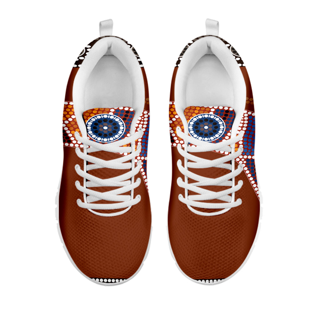 Aboriginal Dot Boomerang Print White Running Shoes