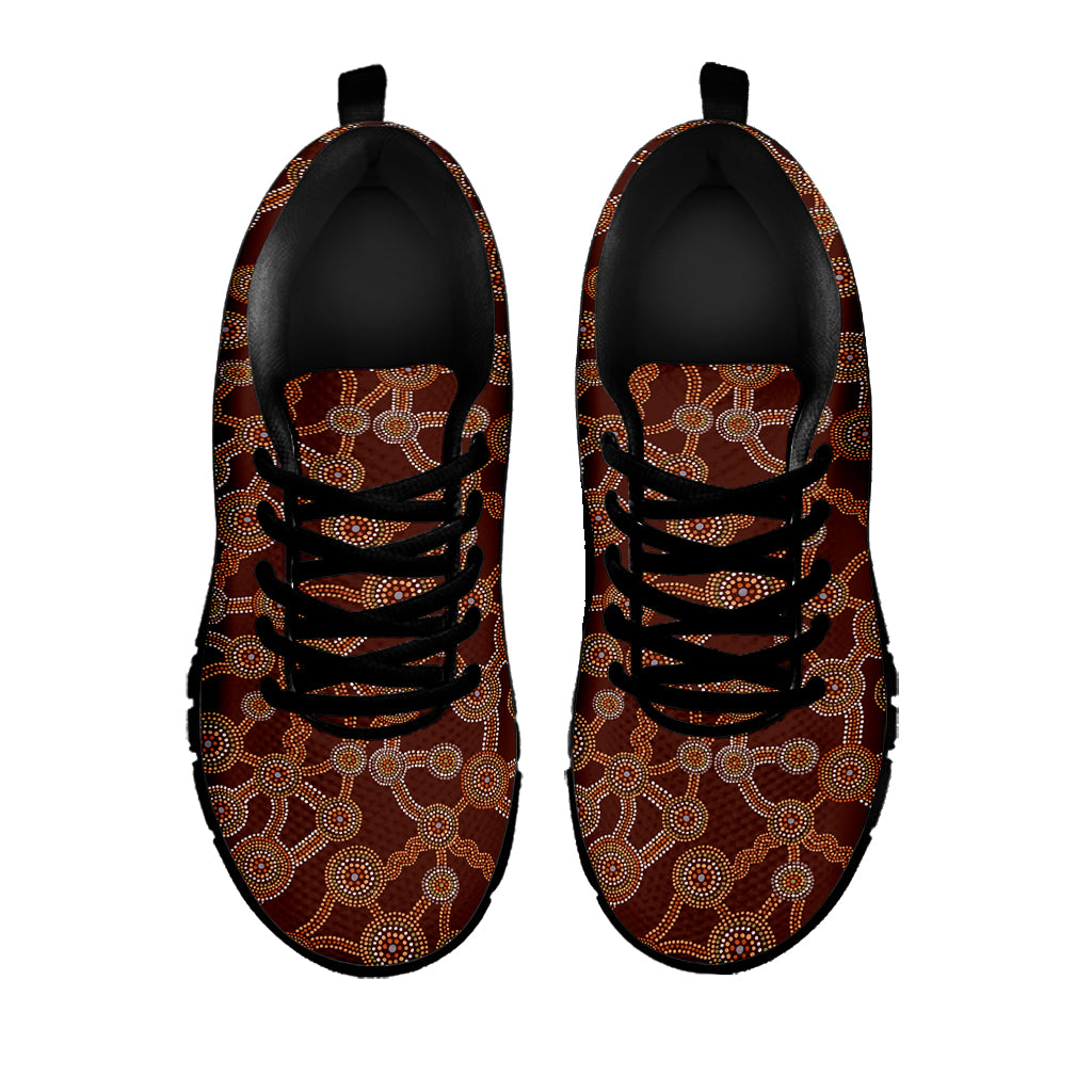Aboriginal Indigenous Dot Pattern Print Black Running Shoes