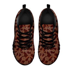 Aboriginal Indigenous Dot Pattern Print Black Running Shoes