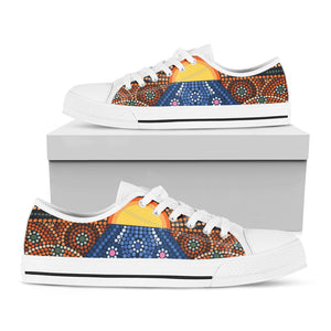 Aboriginal Indigenous Sunset Art Print White Low Top Sneakers
