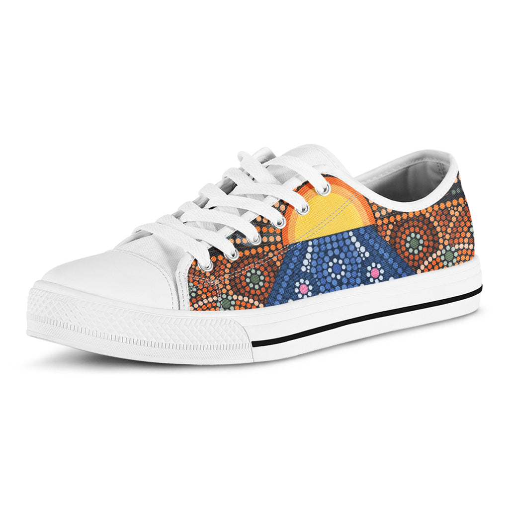 Aboriginal Indigenous Sunset Art Print White Low Top Sneakers