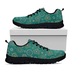 Aboriginal Sea Turtle Pattern Print Black Running Shoes