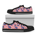 Abstract American Flag Print Black Low Top Sneakers