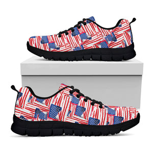 Abstract American Flag Print Black Running Shoes