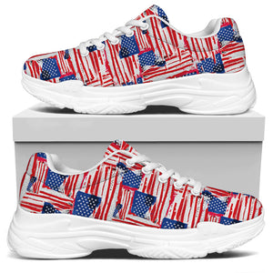 Abstract American Flag Print White Chunky Shoes