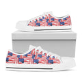 Abstract American Flag Print White Low Top Sneakers