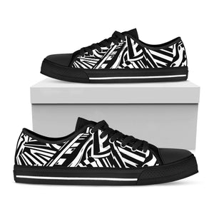 Abstract Dazzle Pattern Print Black Low Top Sneakers