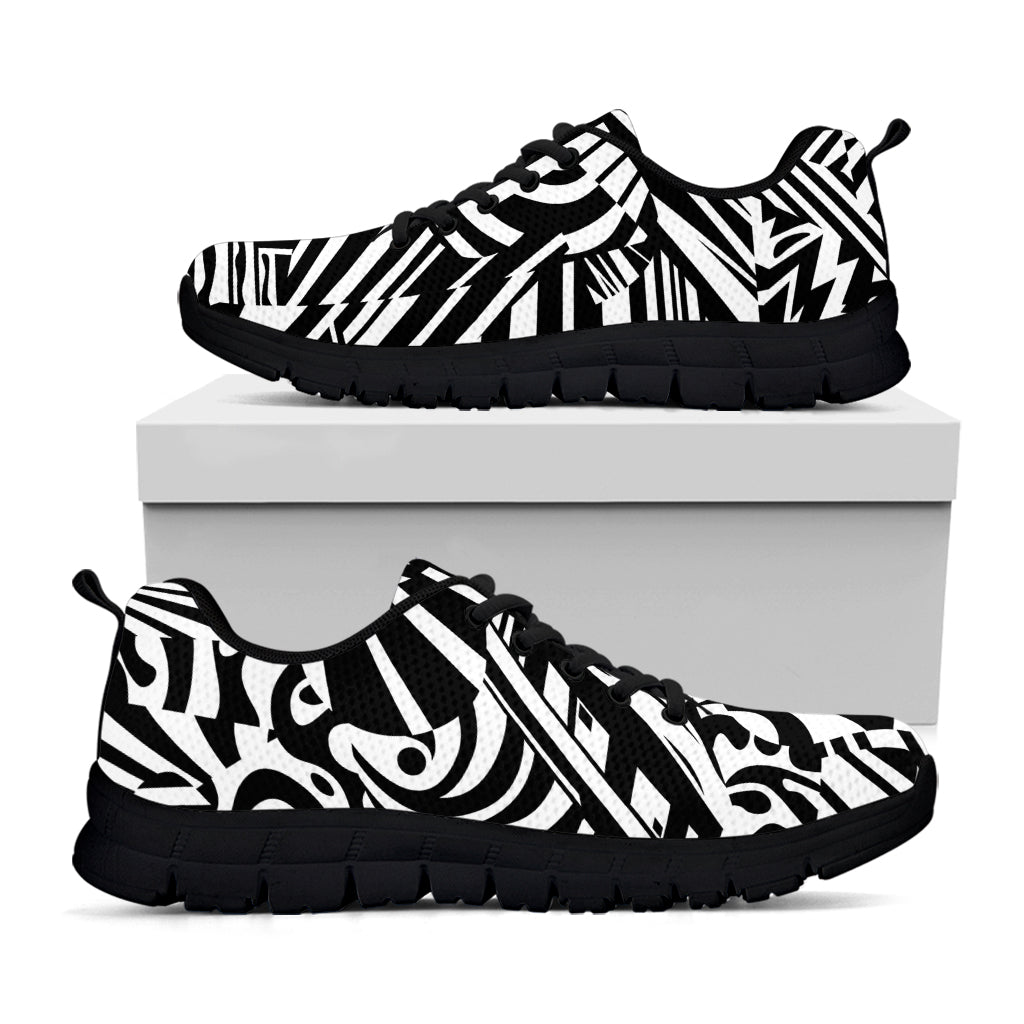 Abstract Dazzle Pattern Print Black Running Shoes