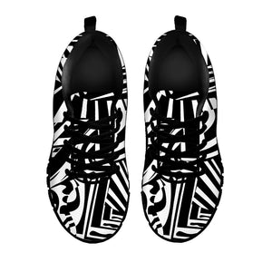 Abstract Dazzle Pattern Print Black Running Shoes