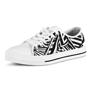 Abstract Dazzle Pattern Print White Low Top Sneakers