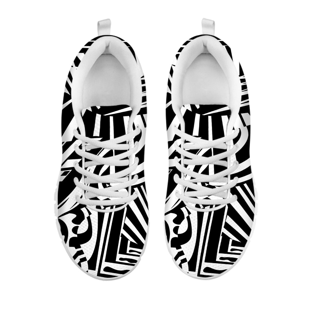 Abstract Dazzle Pattern Print White Running Shoes
