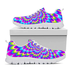 Abstract Dizzy Moving Optical Illusion White Running Shoes