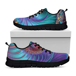 Abstract Fractal Print Black Running Shoes